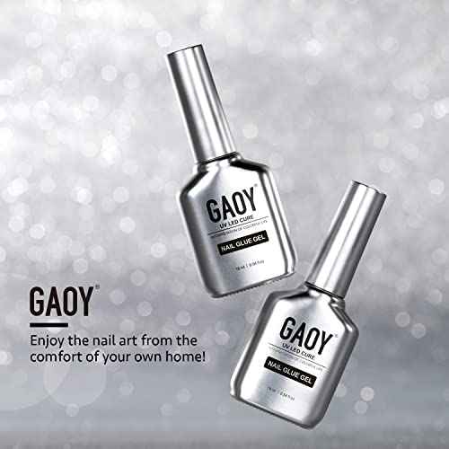 GAOY 2Pcs 16ml Gel Nail Glue for Acrylic Nails Tips, 2 in 1 Nail Glue and Base Coat, UV Light Cure