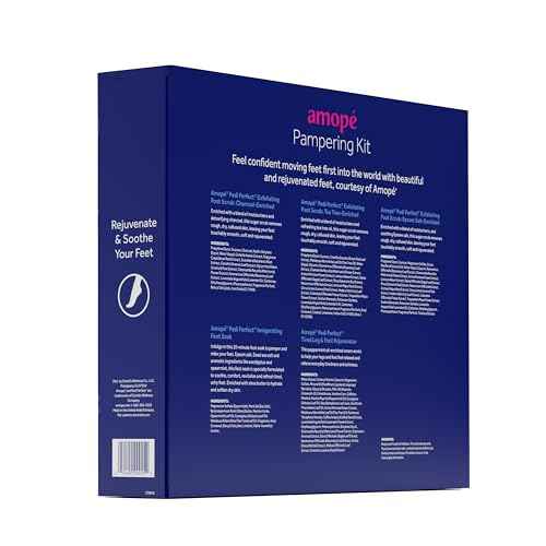 Amop? Pampering Kit - Contains Charcoal Foot Scrub, Tea Tree Foot Scrub, Epsom Salt Foot Scrub, Invigorating Foot Soak, Tired Leg & Foot Rejuvenator, Foot & Leg Scrubber and Luxury Storage Bag