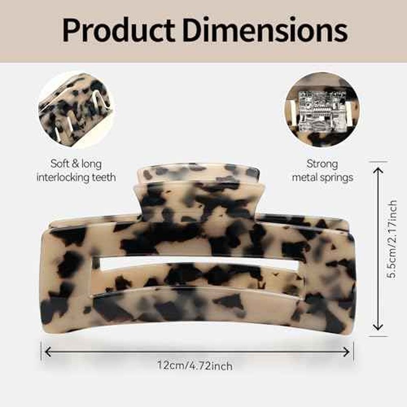Large Hair Claws Clips, Hair Clips for Women, Acetate Claw Clips Hold Non-Slip, 4.33¡°Jaw Clip Big Barrettes Stylish Hair Accessories for Thick/Nomal/Thin Curly Hair, 2Pack (Black Brown)