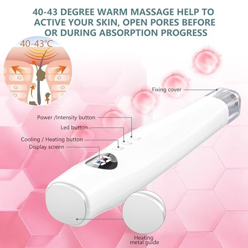 Facial Skin Care Product absorbs Device, LED Light Therapy face Massager, Thermal and Ice Cooling Roller