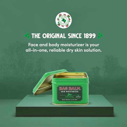 Bag Balm Vermont's Original Skin Moisturizer - Full Body Hydrating Skin Care: Dry Hands, Lips, Face, Feet & More - Unscented, Cruelty & Paraben Free - Day & Night, Men & Women (4oz Tin, Made in USA)