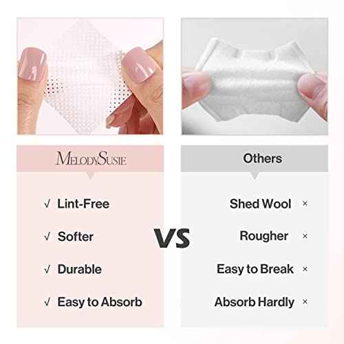MelodySusie 1050Pcs Lint Free Nail Wipes Super Absorbent Soft Non-Woven for Fingernail Polish Remover and Eyelash Extension Wipes for Nail Art