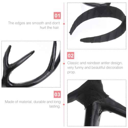 Reindeer Antlers Headband,Deer Antlers Headband,Women Hairbands, Horn Ear Long,Elk Hair Crown Hair Hoop Headpiece for Halloween Cosplay Party Birthday Christmas Costume