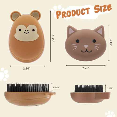 Hair Brush for Kids Anti-static Soft Massage Flexible Bristles Hair Comb for Women Girls Braids Curly Straight Long or Short Wet Or Dry Hairbrush Shower Travel Cat&Monkey