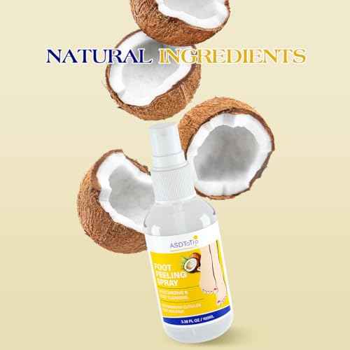 Instant Foot Peeling Spray- Coconut Foot Peeling Spray Instantly Remove Dead Skin, Hydrate & Nourish. Exfoliate Dry, Rough Skin- 4 fl.oz