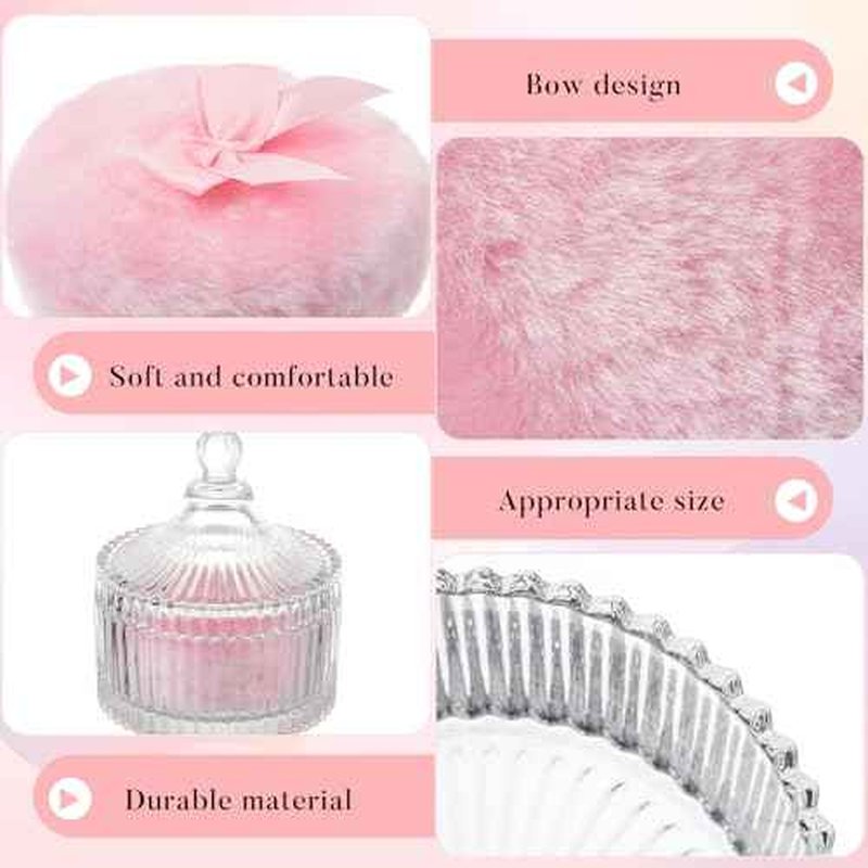 Tioncy 3 Pcs Large Body Powder Puff and Container Valentine's Day gift Powder Container with Puff Crystal Case Soft Washable Reusable Velour Face Body Glitter Wet Dry Makeup (Classic,Clear)