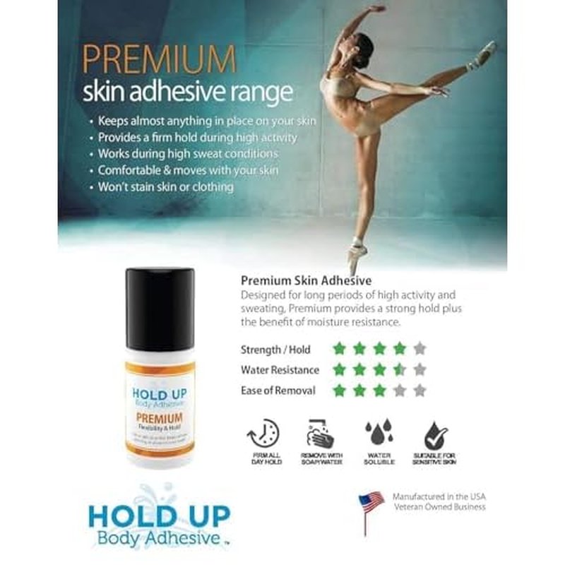 Premium ? Body Glue for Dancers Roll On Skin Adhesive for Compression Socks Thigh Highs Costumes Clothing Lingerie Fashion Cosplay ? 2 oz Roll On, 4-Pack