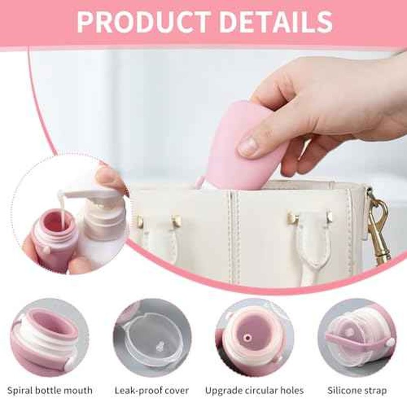 4 Pack 1oz Silicone Travel Bottles Leak Proof Squeeze Bottles For Toiletries Shampoo Conditioner Lotion Salad Dressing Travel Size Containers