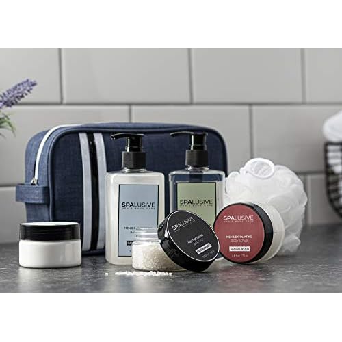Luxury Spa Gift Set for Men - Natural Men¡¯s Gift Basket - Great Gift For Guys for Holidays, Birthdays, High School, College Grad, Father¡¯s Day Bath And Body Set - Fresh Sandalwood Scent