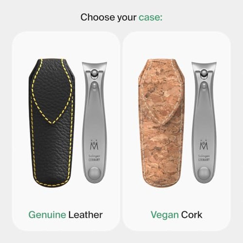 GERMANIKURE Professional Large Nail Clipper (8 cm) - FINOX Surgical Stainless Steel Manicure and Pedicure Tools in Leather Case- Ethically Made in Solingen Germany - 4712 - Travel Size Nail Care