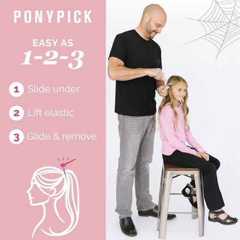 Hair Elastic Rubber Bands Cutter - Easy To Use, Pain-Free, No Hair Damage - Ponytail Tool for Kids & Toddlers (3 Packs & 50 Clear Elastics)