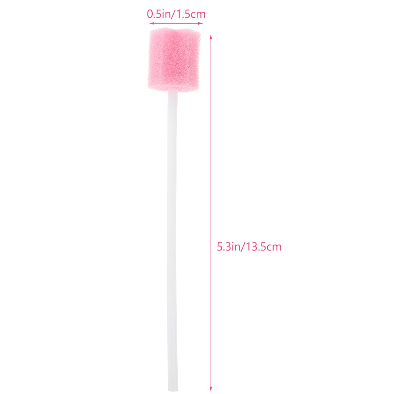 Healifty 200Pcs Disposable Oral Swabs Sponge, Unflavored Mouth Cleaning Tooth, Foam Toothbrush Swabsticks for Elderly Bedridden Care & Baby Tongue Cleaner Pink