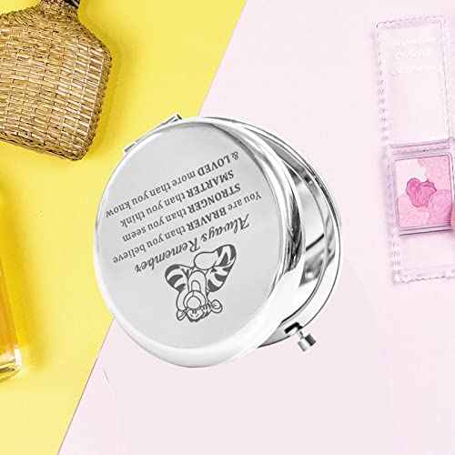 KEYCHIN Tiger Pocket Mirror Cartoon Movie Fans Gifts You are Braver Stronger Smarter Than You Think Compact Makeup Mirror for Women Girls Teenagers (Tiger Always-S)