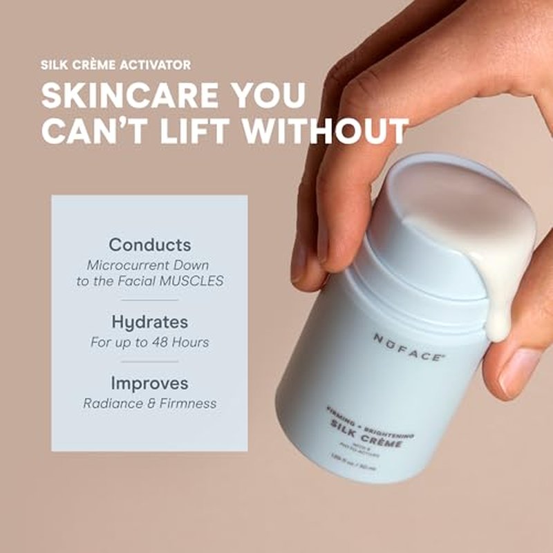 NuFACE Silk Creme Activator - Brightening & Firming Conductive Serum for Microcurrent - Powered by IonPlex, 8-Phyto Actives & Hyaluronic Acid to Enhance Microcurrent Facial Device Results (3.3 oz)