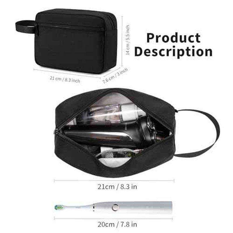 Travel Toiletry Bag, Small Cosmetic Bag, Hanging Water-Resistant Organizer for Men & Women, Ideal for Makeup, Shaving Kit, Gym Essentials & Travel Accessories (Black)
