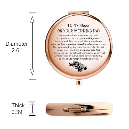 WSNANG to My Niece On Her Wedding Day Gift Niece Wedding Makeup Mirror Bridal Shower Gift for Niece from Aunt Bride Gift (NieceWedding Mirror)