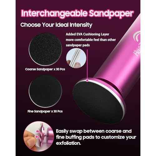 Electric Foot Callus Remover - Electric Callus Remover for Feet,Adjustable Speed Foot Scrubber with 60 Pcs Sandpaper Discs,Professional Pedicure Tool for Dead Skin and Calluses - Matte Purple