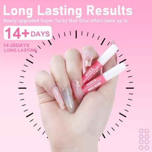 MEKK Nail Glue,Super Strong & Long-Lasting Nail Glue for Acrylic Nails,Press Ons & Nails Tips,Professional Adhesive for Nail Art Supplies,0.07OZ/PCS (12PCS)