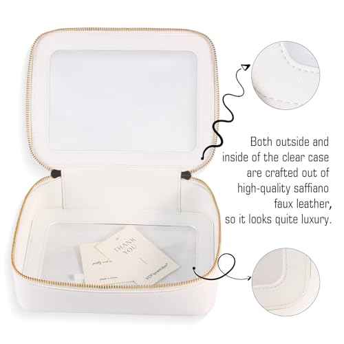 Small Clear Makeup Bag Toiletry Bag Cosmetic Bag and Makeup Brush Holder,Waterproof Makeup Pouch Travel Bag Organizer Case with Zipper for Women Toiletries and Car Organizer