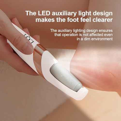 LQT¢ç Electric Foot File ? Rechargeable Callus Remover for Hard, Cracked Skin ? at-Home Pedicure Kit for Smooth Feet (Men & Women) (White)