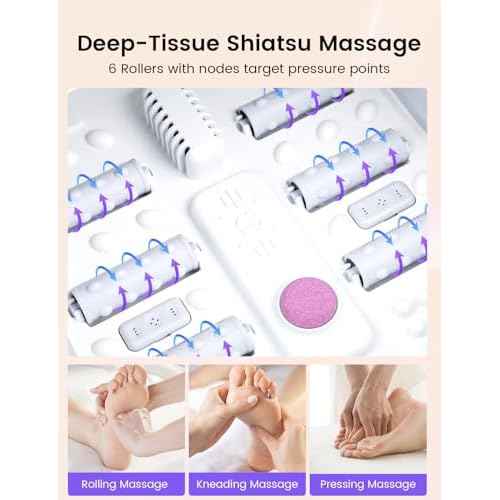 RIKE Collapsible Foot Spa with Heat, Bubbles, 24-Level Temp Control, Red Light, Timer, Foot Soaking Tub with 6 Shiatsu Rollers & Pumice Stone, Foot Bath Massager Pedicure FootSpa for Stress Relief