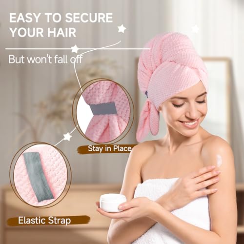 Large Microfiber Hair Towel for Women, Christmas Stocking Stuffers,Supper Soft Anti Frizz & Quick Dry for Curly Hair, Ultra Absorbent Hair Wrap Towels for Long,Thick,Wet Hair, Mom Gifts, 24x42 Inches