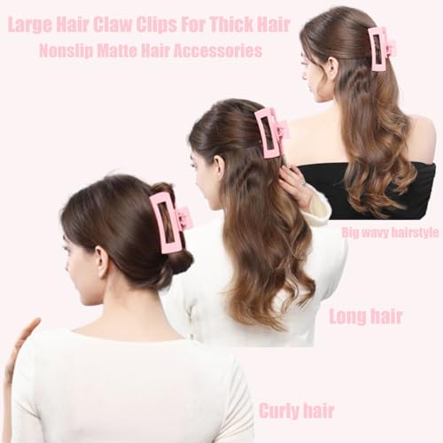 18 Pack Hair Claw Clips,Hair Clips For Women,Large Hair Claw Clips For Thick Hair,Nonslip Matte Hair Clips Hair Accessories Women Girl Birthday Christmas Gift (18 Pack Pink)