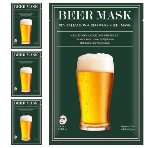 Skincare for Men: Sheet Mask: Beer Lover¡¯s Gift for Men, Bachelor Party, Groomsmen, Boyfriend, Dad, White Elephant, and Stocking Stuffers
