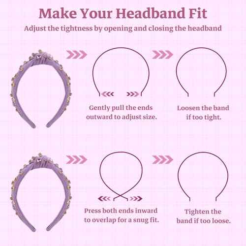 Music Jeweled Knotted Headband for Women, Guitar Red Lip Microphone Rhinestone Crystal Embellished Top Knot Hairband, Fashionable Hair Accessories for Singer Fans Birthday Concert Gift (Purple)
