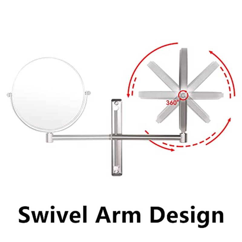 Nicesail 8 Inch Double-Side Wall Mounted Mirror Magnified 10x Makeup and Shaving Mirror Regular View and 10X Magnification, High Adjustable Nickel