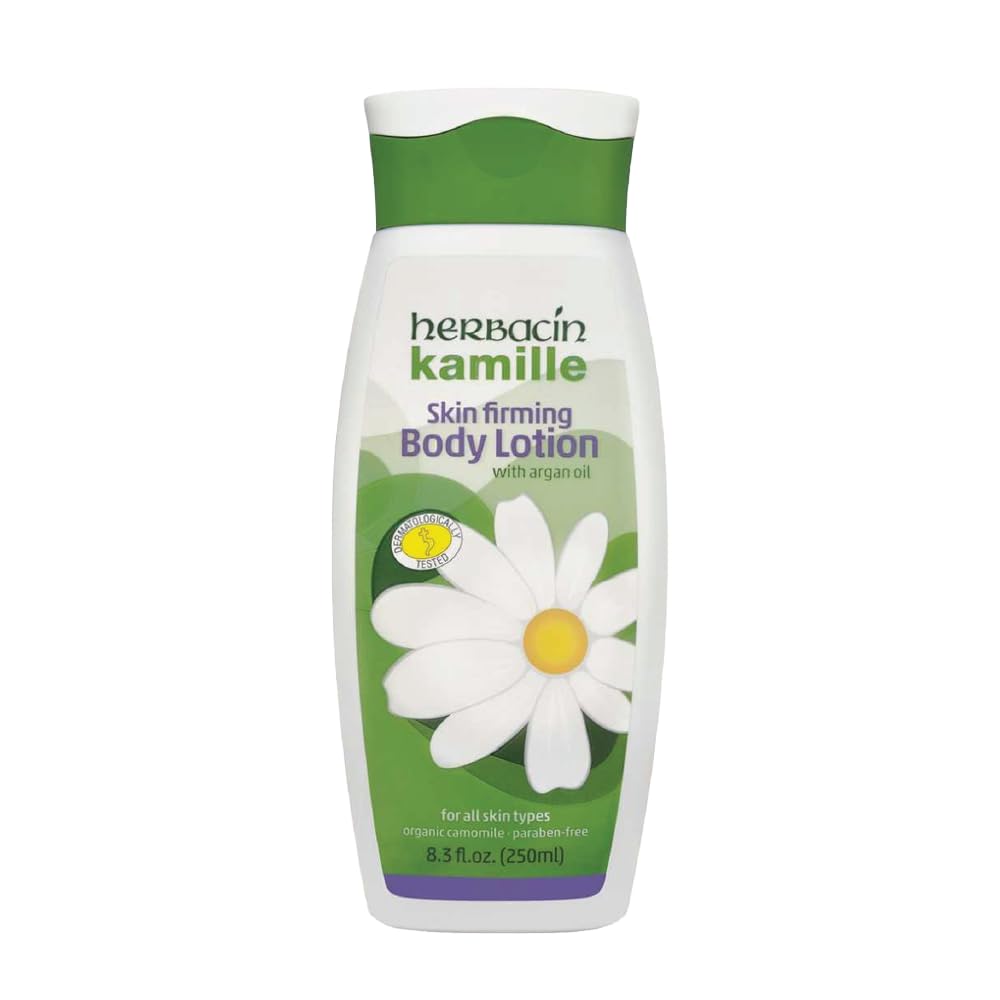 Herbacin Kamille Skin Firming Body Lotion - Rich Argan Oil Moisturizer for Women | 8.3 Ounce