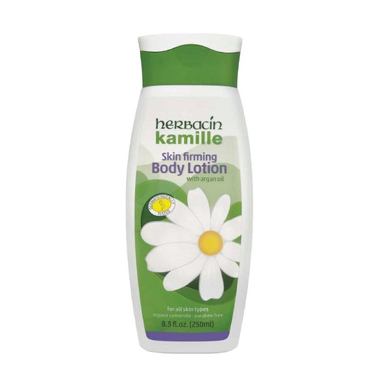 Herbacin Kamille Skin Firming Body Lotion - Rich Argan Oil Moisturizer for Women | 8.3 Ounce