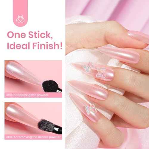 Beetles White Chrome Nail Powder for Gel Nails Pearl Cromer Nail Powder Mirror Effect Nails Gel Polish Glitter Manicure Holographic Pigment Nails Art Design Gifts for Women