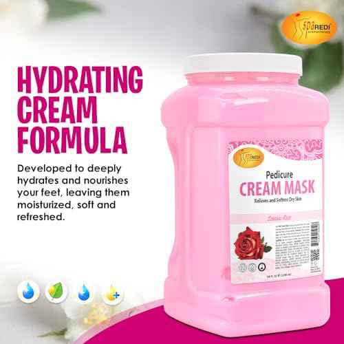 SPA REDI - Body and Foot Cream Mask, Sensual Rose, 128 Oz - Pedicure Massage for Tired Feet and Body, Hydrating, Fresh Skin - Infused with Hyaluronic Acid, Amino Acids, Panthenol, Comfrey Extract