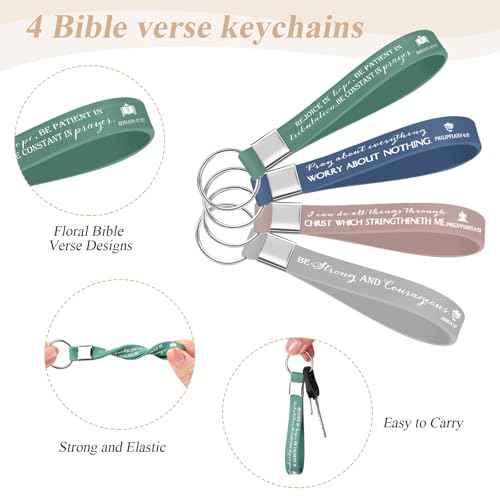 Fumete 4 Set Christian Gifts for Women Men 16oz Skinny Cup Religious Makeup Cosmetic Bag Bible Verse Keychain Regalos Cristianos En Espa?ol for Church Pastor Wife Grandparents(Classic Color)