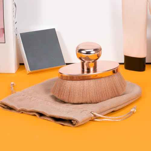 UNIMEIX Blend & Blur Extra Large Body Makeup Brush with Drawstring Bag, 4.5 Inch Wide-headed Sunscreen Applicator Kabuki Brush for Face, Legs, Body (RoseGold)