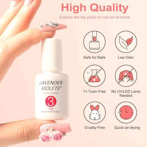 Lavender Violets Dip Powder Liquid Set with Nail Primer, Activator, Base and Top Coat Long Lasting for Dip Powder Nail Kit J781