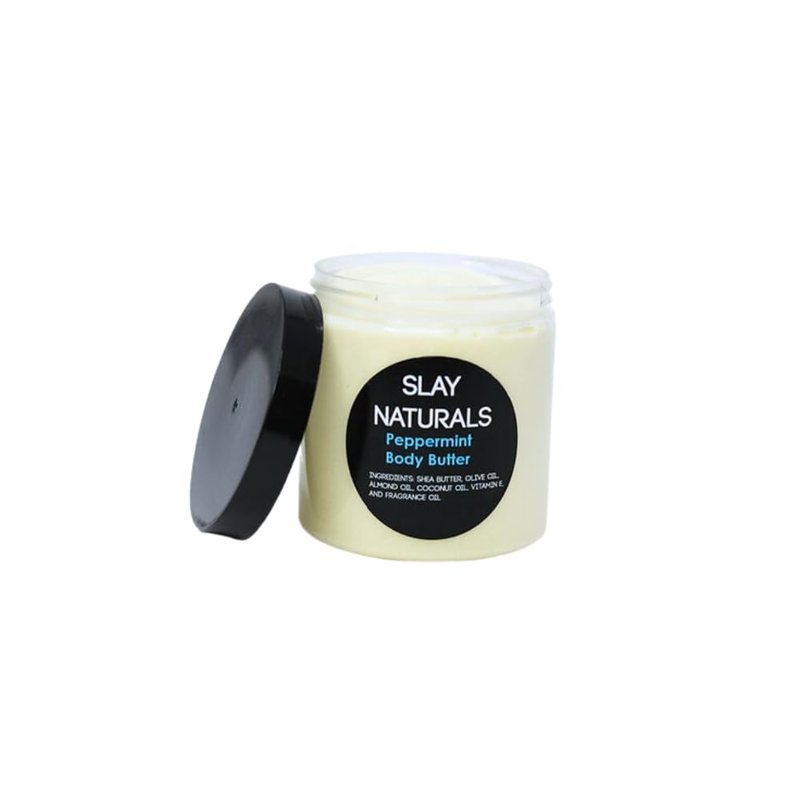 Slay Naturals’ Body Butter 8 oz | Moisturizing | SheaButter, Almond Oil, Olive Oil| Handmade Body Butter (Peppermint)