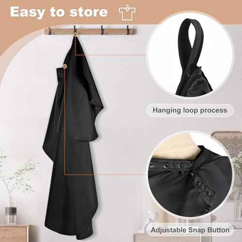 Hair Cutting Cape with Adjustable Snap Closure, Professional Barber Cape, Large Size Haircut Salon Supplies for Men and Women - (Black)