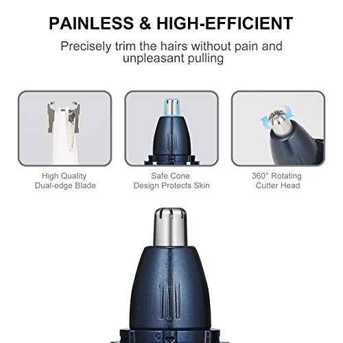 ONEDONE Nose Hair Trimmer - 3 in 1 USB Rechargeable Ear Nose Hair Trimmer for Men, Dual-Edge Blades Painless Electric Ear Trimmer Eyebrow Clipper Father's Day Gifts