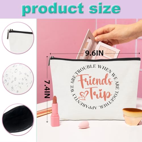 5 Pcs Girls Trip Gifts Girls Weekend 2025 Makeup Bag Friends Trip Gifts Favors Summer Gifts Cosmetic Bag Toiletry Bag Zipper Pouch Weekender Bags for Women Girl Friendship Bachelorette Party Birthday