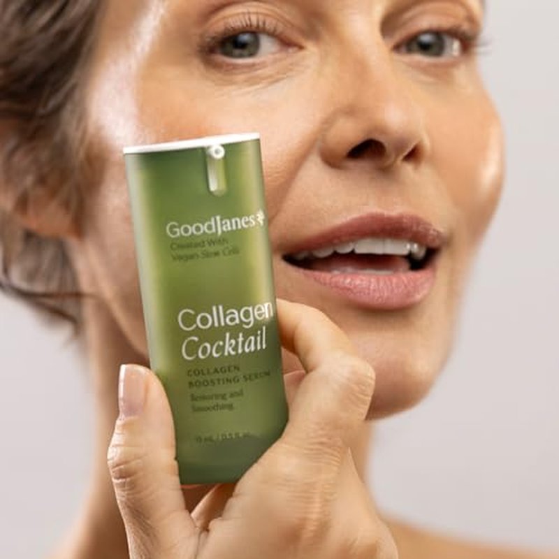 GoodJanes Collagen Cocktail Boosting Serum with Vegan Collagen, Vitamin C, Niacinamide & Copper Peptides ? Plant-Based Stem Cell Treatment for Radiant, Firm-Looking Skin, 0.5 oz