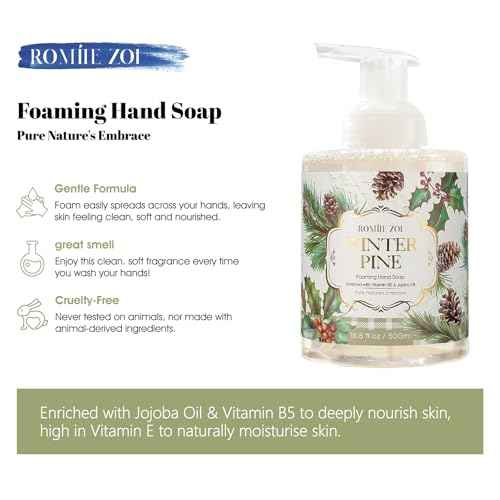 ROMIIE ZOI Christmas Foaming Hand Soap with Gift Box- Winter Pine, Infused with Sweet Pine- 500ml/ 16.8oz