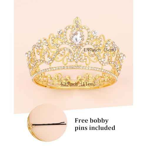 Wecoe Small Crown Tiara for Flower Bouquets - Mini Birthday Crown, Cake Decorations, Wedding Hair Accessories, Ornaments, Gifts