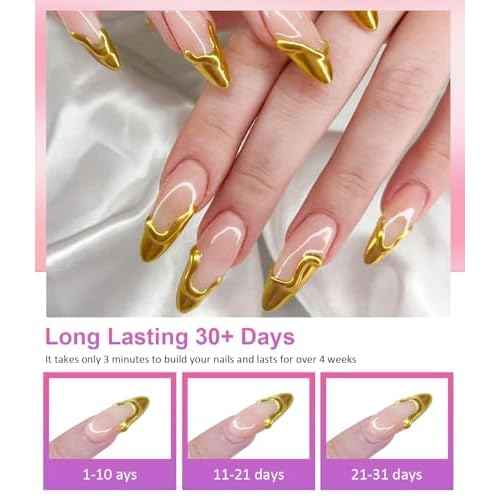 3D Nail Gel Art BISHENGYF - Rose Gold Chrome Nail Powder 15g 3D Nail Gel with Laser White Nail Powder Non-Sticky Clear 3D Sculpting for Art Home DIY