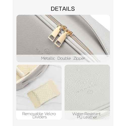 Vlando Travel Makeup Cosmetic Case Organizer Portable Storage Bag with Adjustable Dividers for Cosmetics Makeup brushes, girls, women, friends.£¨gray£©