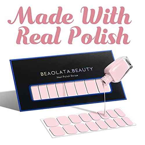 Nail Polish Strips, 32PCS Salon Quality Wraps, Long Lasting Gel Nail Stickers for Women Easy Apply& Remove (Sweet Pink)