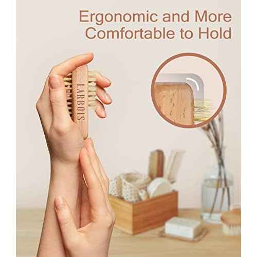 Nail Brush for Cleaning Fingernails, 2Pack Wooden Nail Brushes Fingernail Brush for Cleaning Nail Scrub Brush Two-Sided with Hanging Rope (Beechwood)