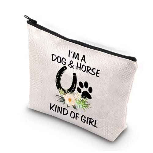 BDPWSS Dog & Horse Lover Gifts: Makeup Bags for Women & Girls - Paw Print Horseshoe Gift for Dog Mom & Cowgirl Equestrian