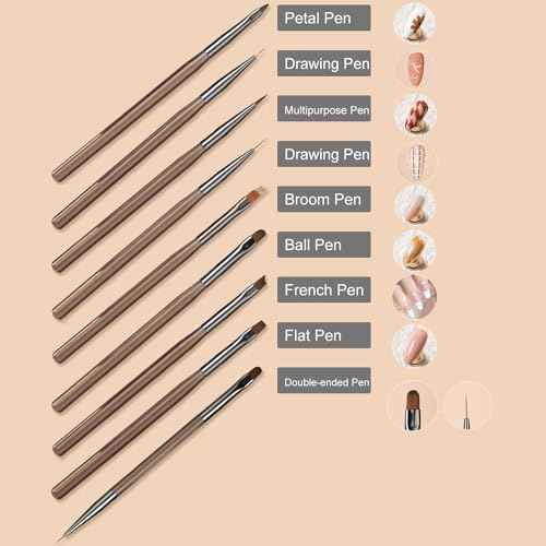 9pcs Nail Art Brushes Set, Acrylic Nail Brush, Nail Art Design Pen Painting Tools with Nail Extension Gel Brush, Builder Nail Gel Brush, Nail Dotting Pen Salon at Home Diy Manicure